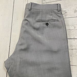 Ted Baker Men's W35 x L34 Light Grey Slim Fit Wool Flat Front Dress Pants